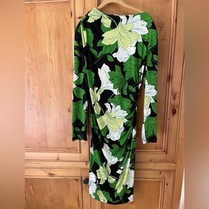 Maggy London Floral Green and Black Dress